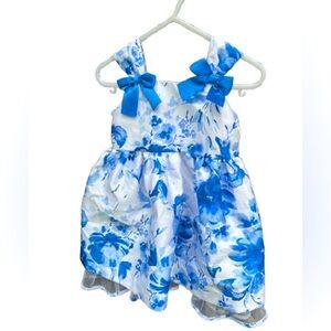 Bonnie Baby Blue Floral Dress (18M) – Bow Strap Party Dress 💙